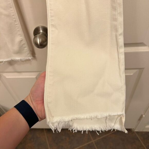 MOTHER The Insider Crop Step Fray Jeans in So Far Gone (Cream/Tan), Size 25 - Picture 6 of 10